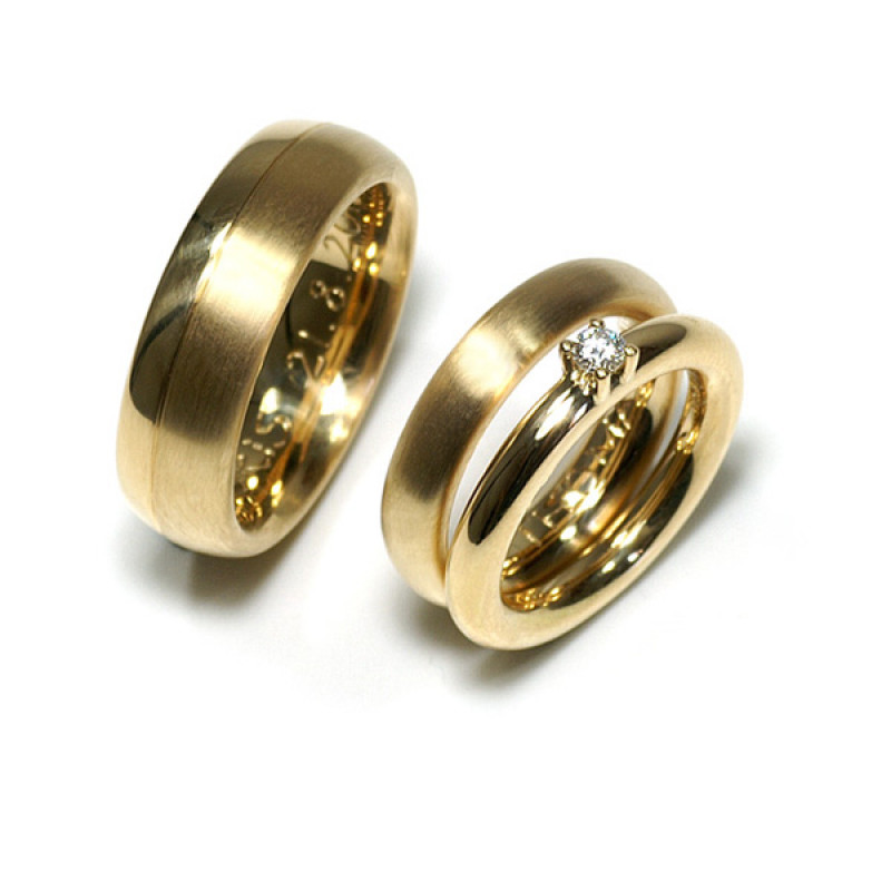Verlobungsring mit Ehering Gelbgold Diamant (1005662)