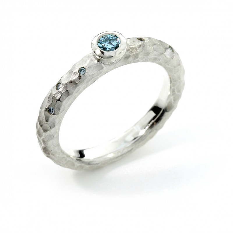 Verlobungsring Silber Brillanten blau (251118)